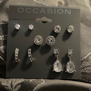 NWT Occasion Silver and Crystal Earring Collection 5 pair